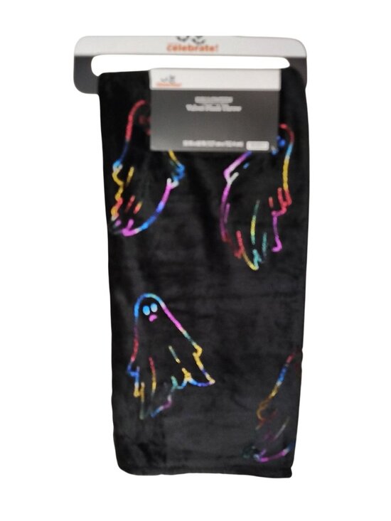 Celebrate Other - Rainbow Ghost Throw Blanket Polyester 50x60 inch Halloween Black Neon Design